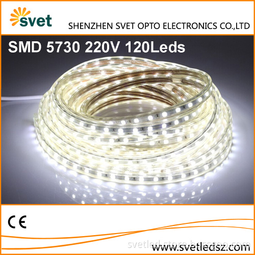 CE RoHs 220V SMD 5730 120 Leds/M Super Bright Pure White China Factory Wholesale Led Strip with Low Price